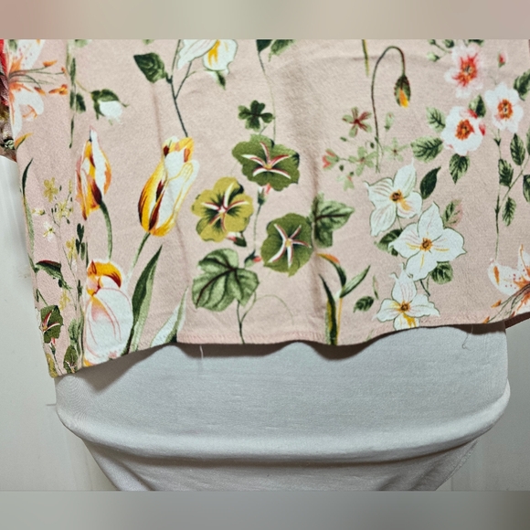 Emma & Olivia Floral Top Blouse Women's XL Tiered Sleeves Poppy Rose - Picture 5 of 11